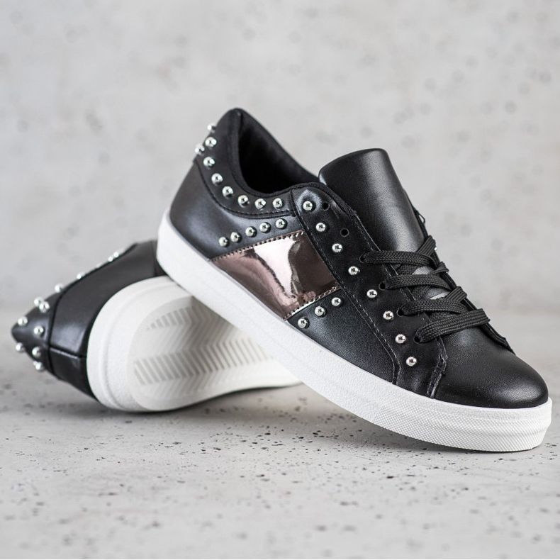 SHELOVET Adidași negri cu ornamente negru 1