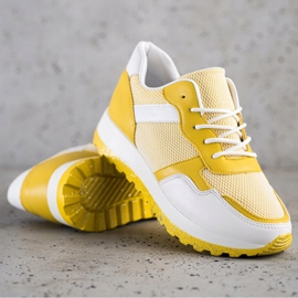 Bestelle Adidași cu platformă sclipici alb galben 1