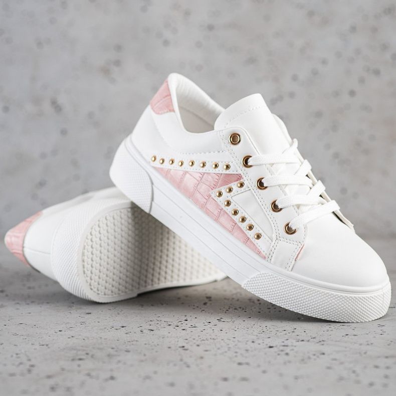 SHELOVET Adidași din piele ecologică alb 1