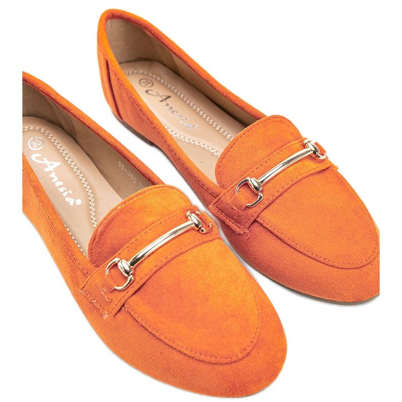 Mocasini din piele ecologică Orange Brynn portocale 1