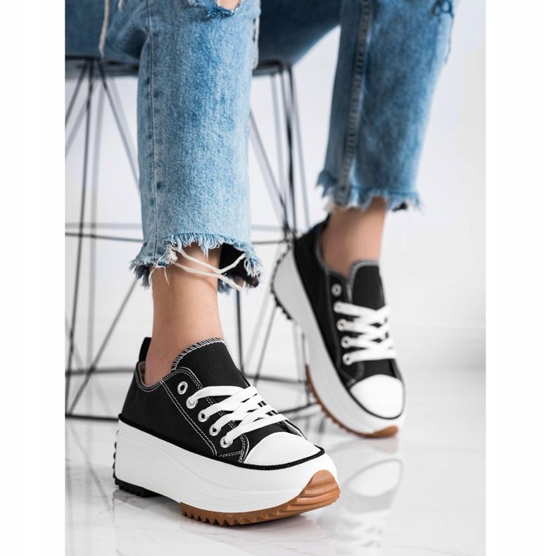 SHELOVET Adidași pe o platformă înaltă negru 1