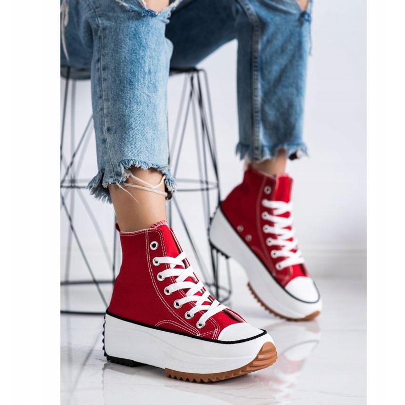 SHELOVET Adidași înalți pe platformă roșu 2