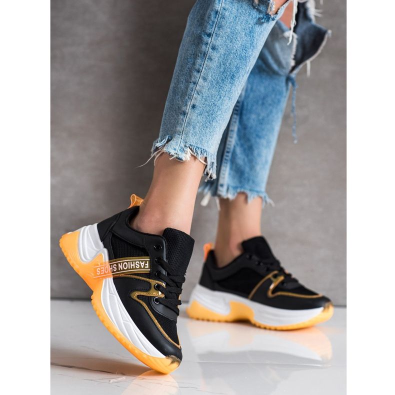 SHELOVET Adidași cu pantofi de modă din plasă negru 1