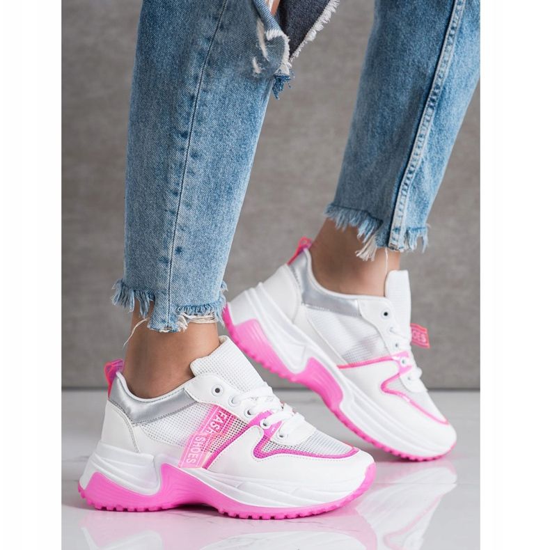 SHELOVET Adidași cu pantofi de modă din plasă alb 1