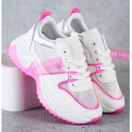 SHELOVET Adidași cu pantofi de modă din plasă alb 2