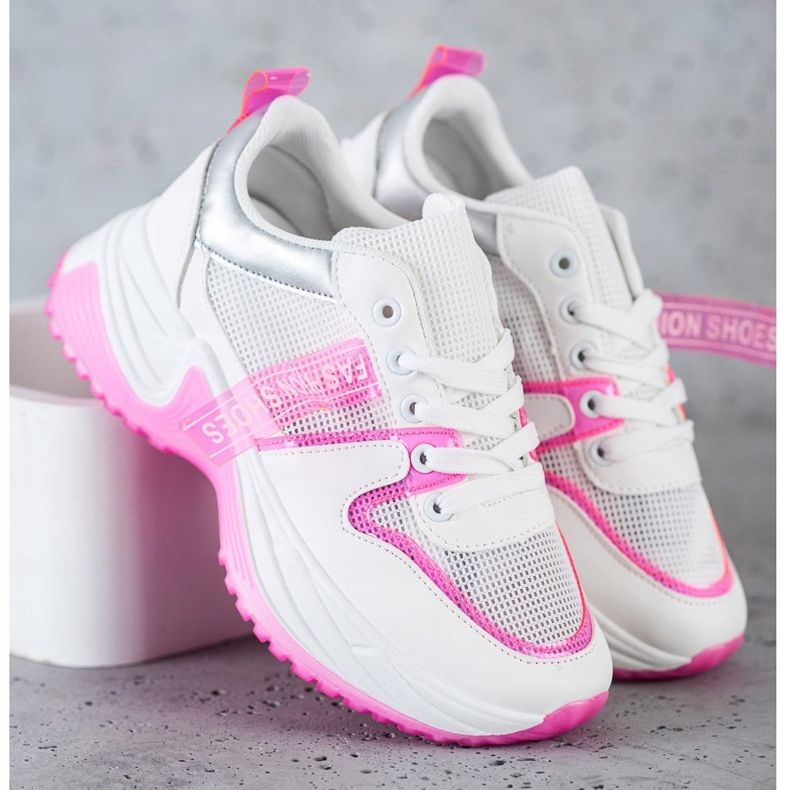 SHELOVET Adidași cu pantofi de modă din plasă alb 2