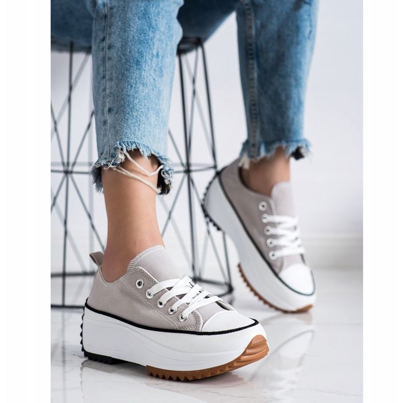 SHELOVET Adidași pe o platformă înaltă gri 2