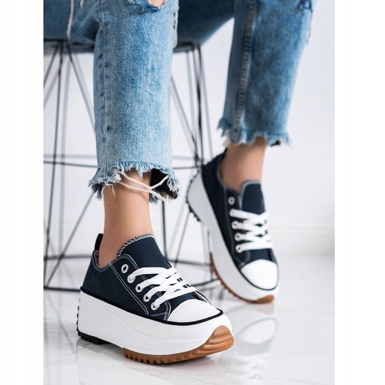 SHELOVET Adidași pe o platformă înaltă albastru 2