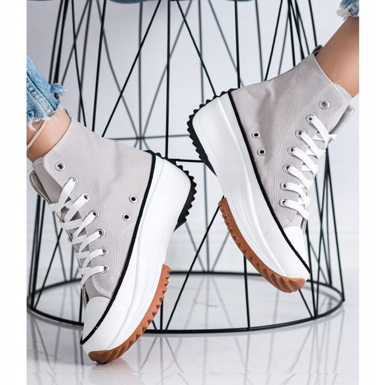 SHELOVET Adidași înalți pe platformă gri 2