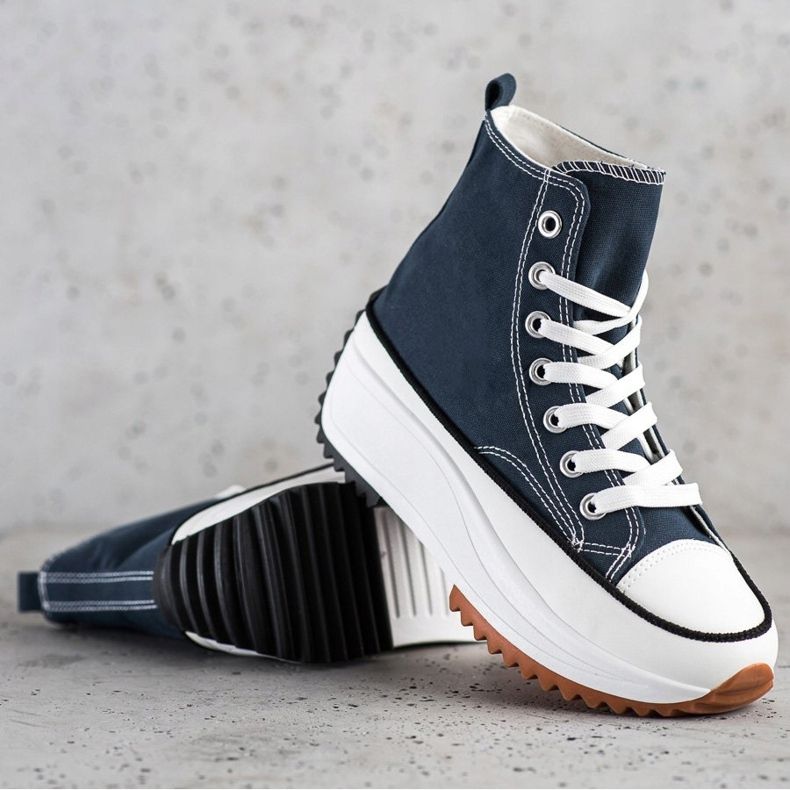 SHELOVET Adidași înalți pe platformă albastru marin 1