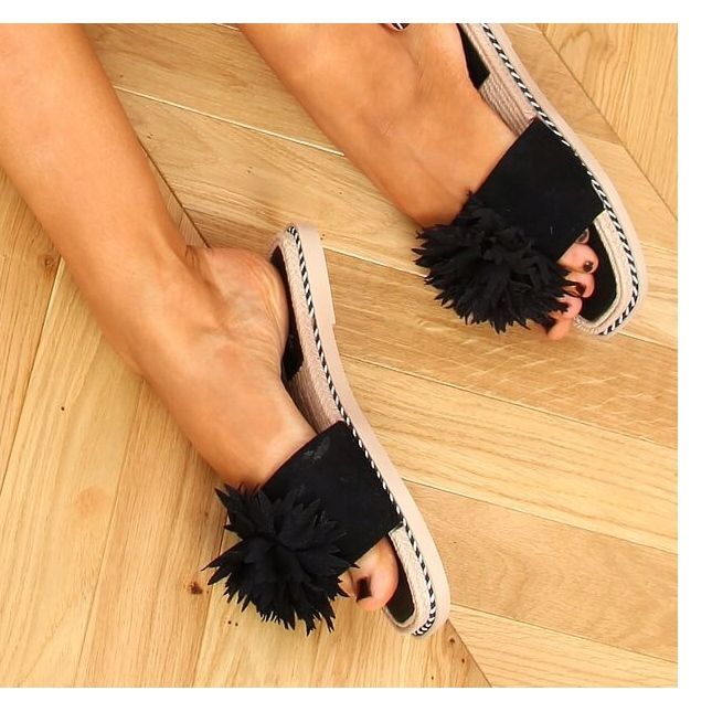 Flip-flops negri cu flori 35-218 Negru 2