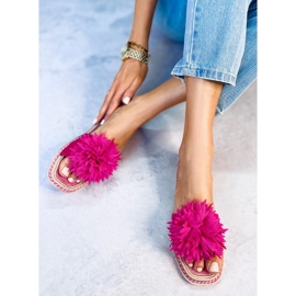 Papuci cu flori fuchsia 35-218 Prun Red roz 2