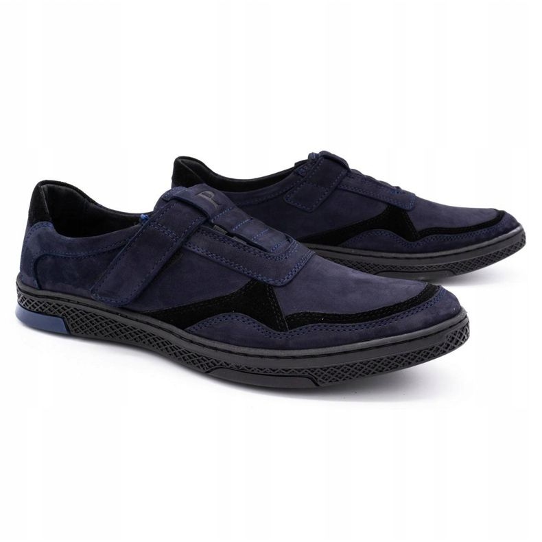 Polbut Pantofi casual din piele pentru bărbați 2102 bleumarin negru albastru marin 2