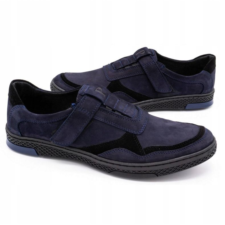 Polbut Pantofi casual din piele pentru bărbați 2102 bleumarin negru albastru marin 4
