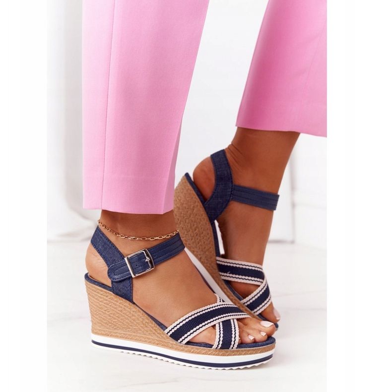 PG1 Sandale Wedge Blue Wave Sea Wave albastru marin 2