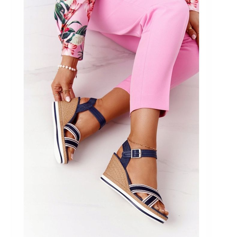 PG1 Sandale Wedge Blue Wave Sea Wave albastru marin 1