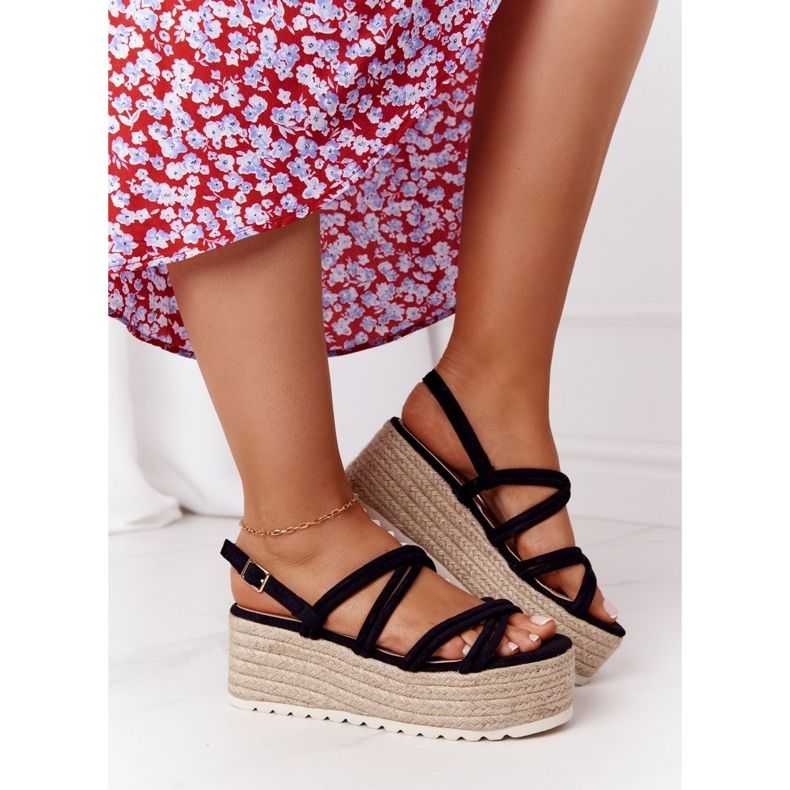 PS1 Sandale negre pe platforma împletită neagră Crazy In Love negru 2