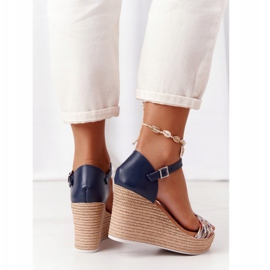 Sandale cu toc din piele Maciejka L4869-17 Blue Navy albastru marin 1