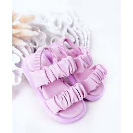 FR1 Sandale pentru copii cu dulceață violet cu nervuri 2