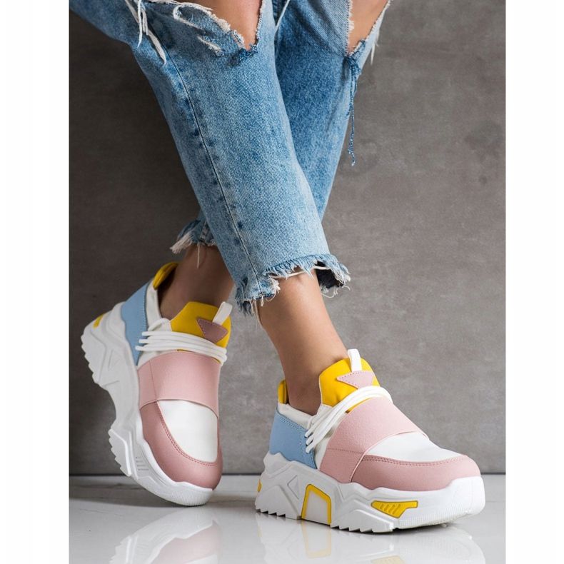 SHELOVET Adidași colorați pe platformă alb multicolor 1