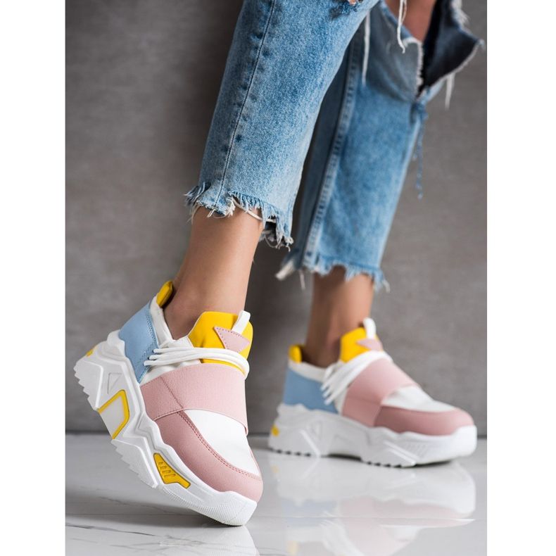 SHELOVET Adidași colorați pe platformă alb multicolor 2