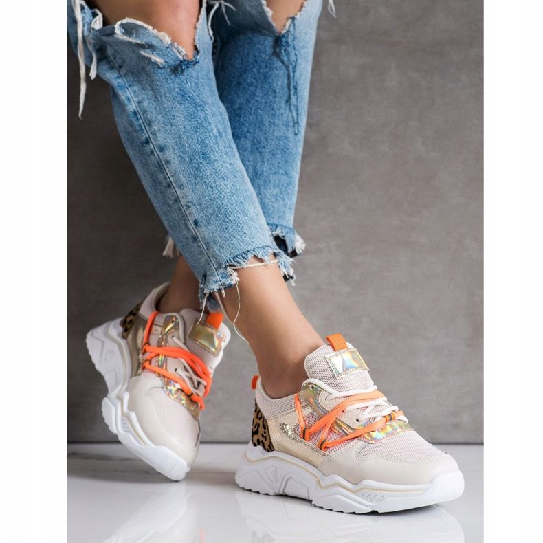 SHELOVET Adidași cu imprimeu leopard maro 1