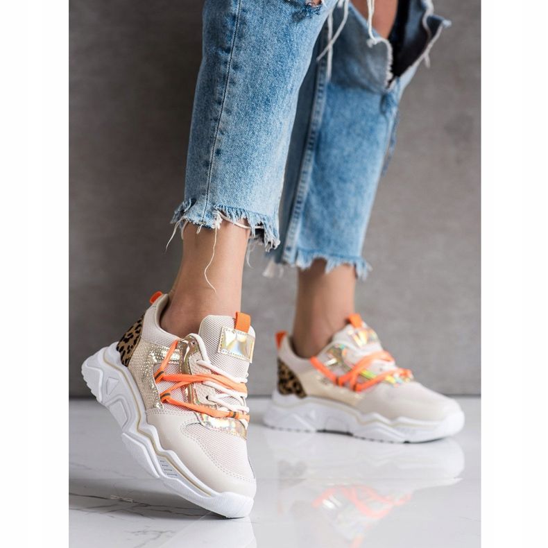 SHELOVET Adidași cu imprimeu leopard maro 2