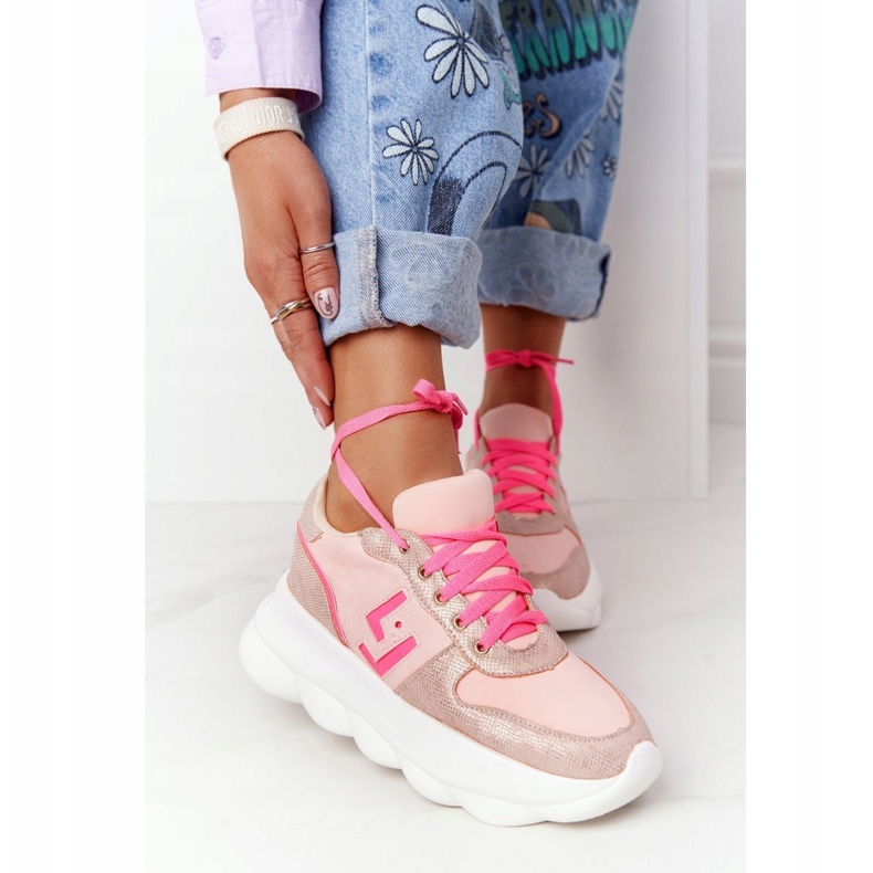 Pantofi sport de damă pe platformă lu boo roz multicolor 2