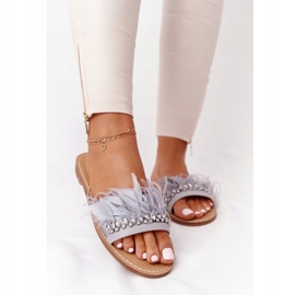 Papuci cu pene Lu Boo Grey gri 1 Papuci cu pene Lu Boo Grey gri 1