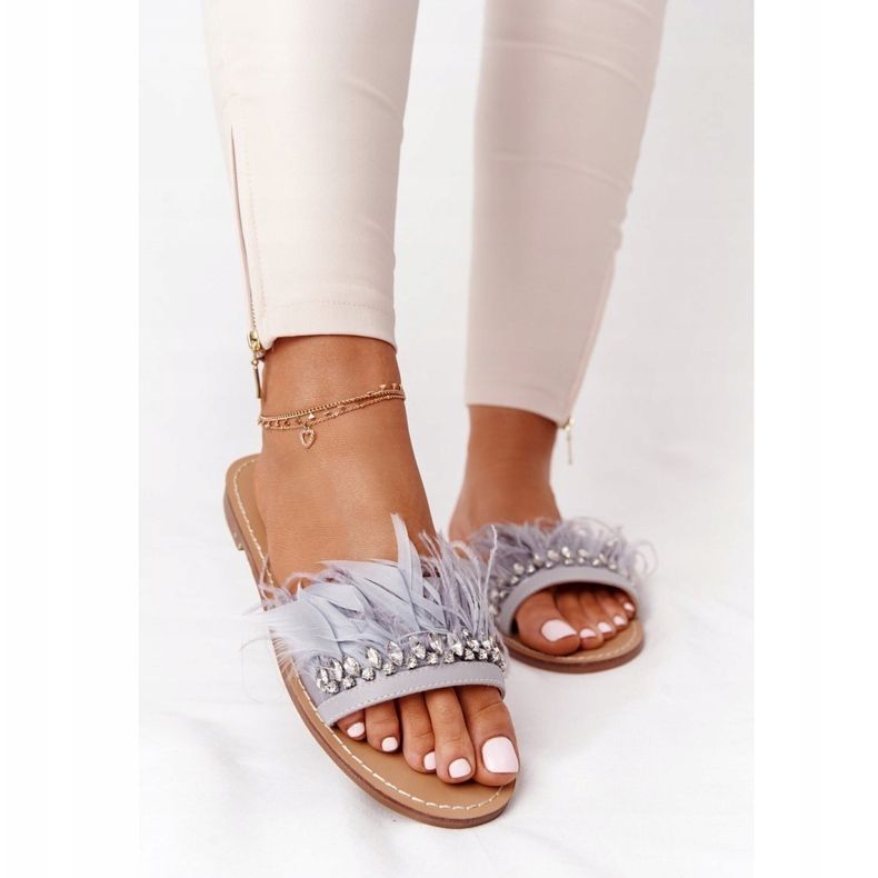 Papuci cu pene Lu Boo Grey gri 1 Papuci cu pene Lu Boo Grey gri 1