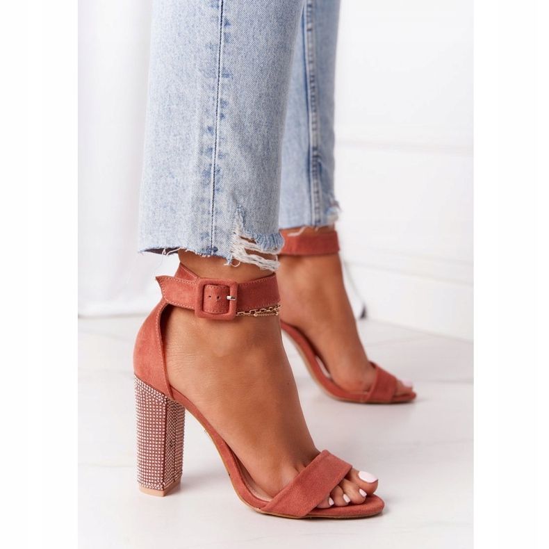 Sandale Pe O Bară Cu Zirconiu Cubic Lu Boo Ceglaste roșu multicolor 2