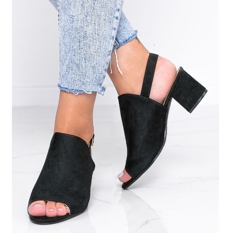 Sandale negre pe un stâlp cu partea superioară Blubbery negru 1