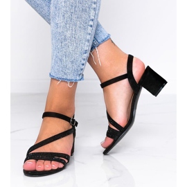 Sandale negre pe un stâlp cu zirconiu cubic Hydra negru 1
