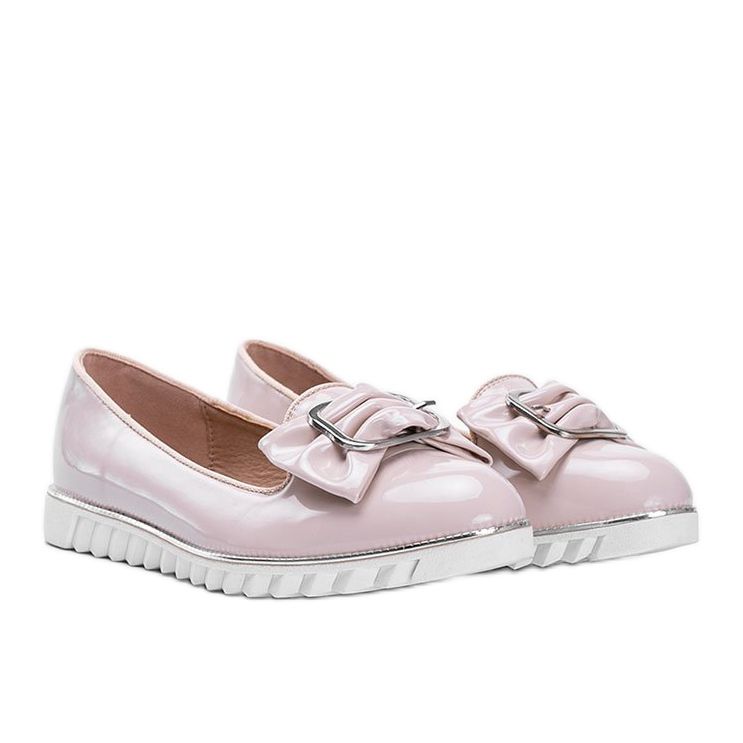 Mocasini lăcuți bej cu fundă Nemesise 1