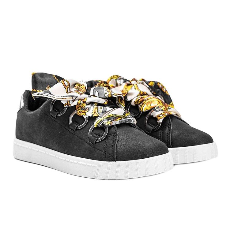 Adidași negri cu legătură din satin de la Kisionis negru 1