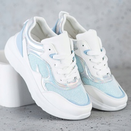 Sweet Shoes Adidași cu sclipici alb albastru 2