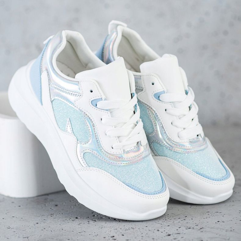 Sweet Shoes Adidași cu sclipici alb albastru 2