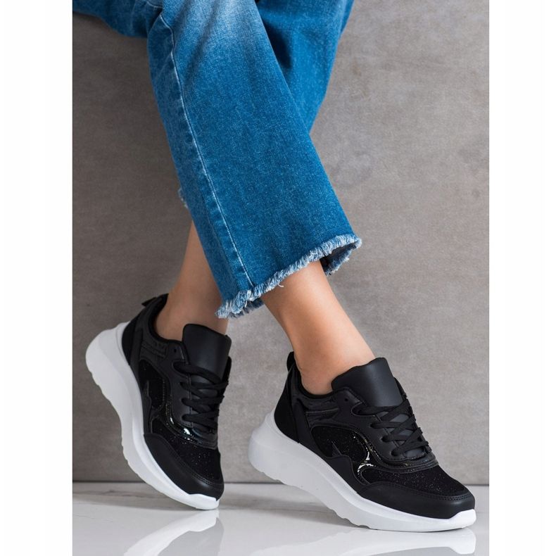 Sweet Shoes Adidași cu sclipici negru 1