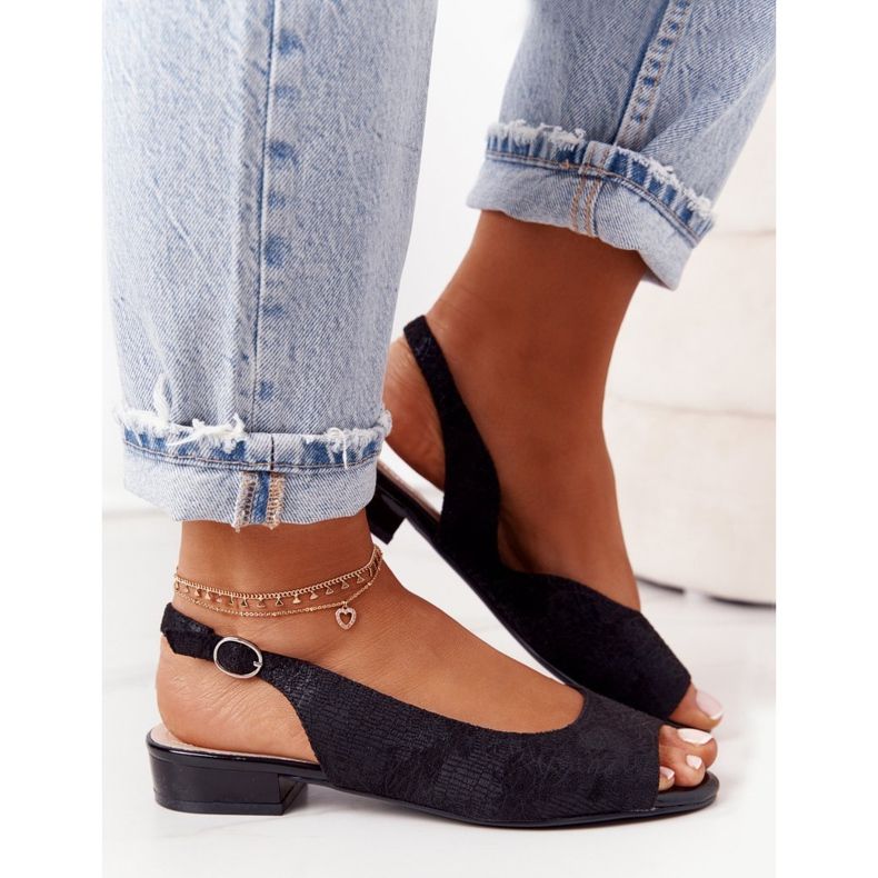 Sandale cu toc înalt din piele de căprioară Sergio Leone SK807 Negru 2