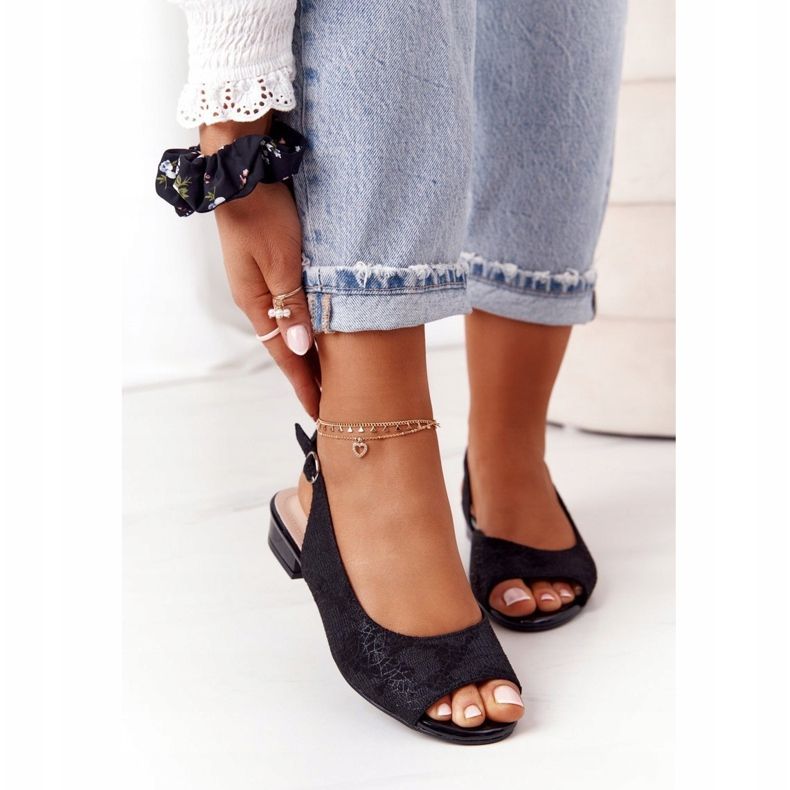 Sandale cu toc înalt din piele de căprioară Sergio Leone SK807 Negru 1