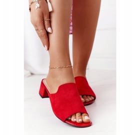 Papuci din piele de căprioară pe toc Sergio Leone KL313 Roșu roşu 2