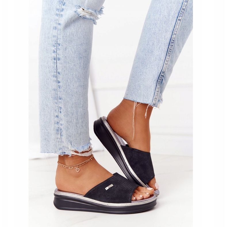 Papuci negri pe pană Sergio Leone SK042 negru 2 Papuci negri pe pană Sergio Leone SK042 negru 2