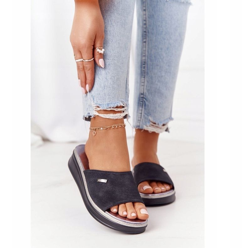 Papuci negri pe pană Sergio Leone SK042 negru 1 Papuci negri pe pană Sergio Leone SK042 negru 1