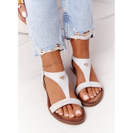 Sandale din piele pentru femei Nicole 2648 White Metallic alb multicolor 1