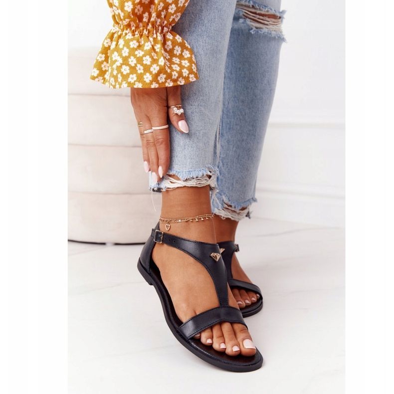 Sandale din piele pentru femei Nicole 2648 Negru 2