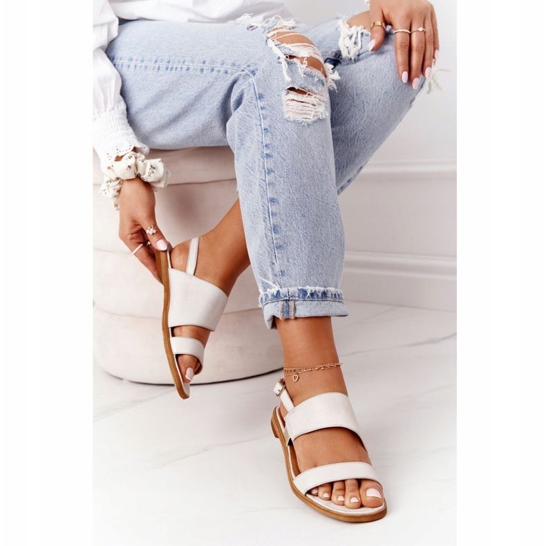 Sandale din piele aurie Maciejka 05167-25 de aur 2