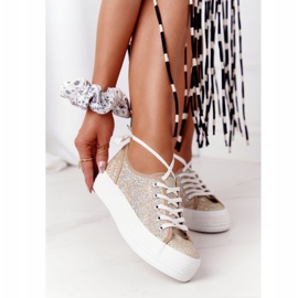 S.Barski Adidași sclipici pe platforma Golden Luna de aur 1