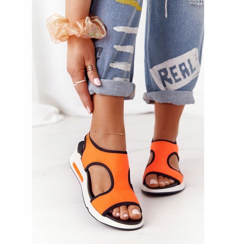 S.Barski Sandale Slip-On Portocalii Zoey negru portocale 1