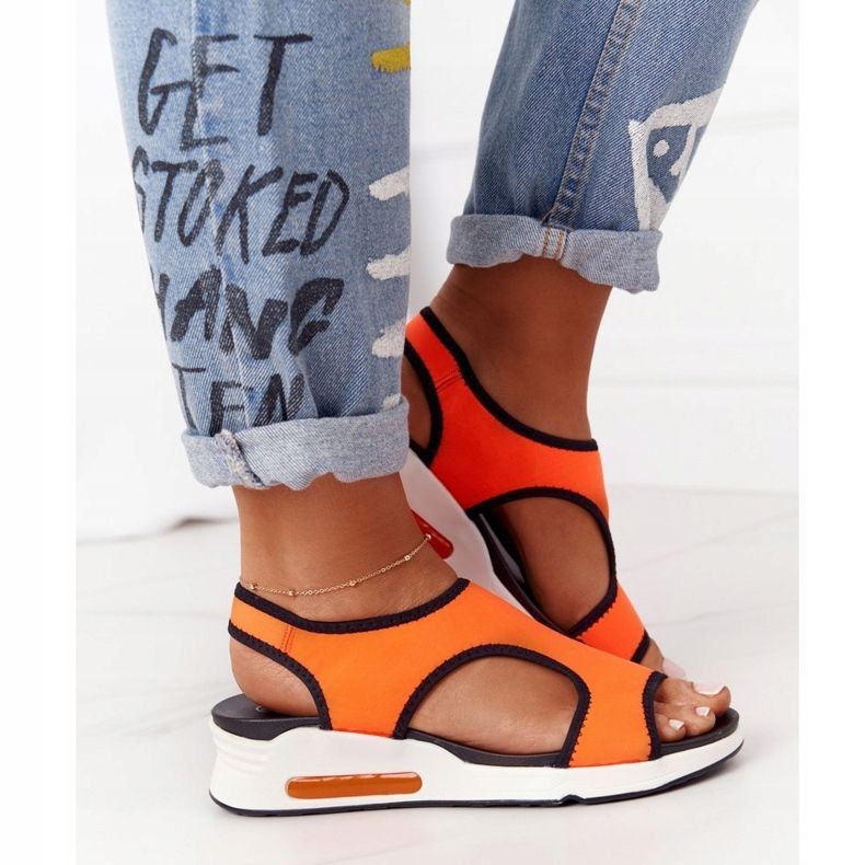 S.Barski Sandale Slip-On Portocalii Zoey negru portocale 2