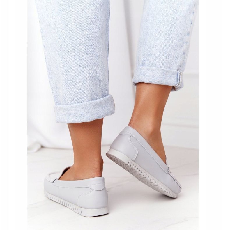 Mocasini din piele pentru femei S.Barski 97630 Gri 2